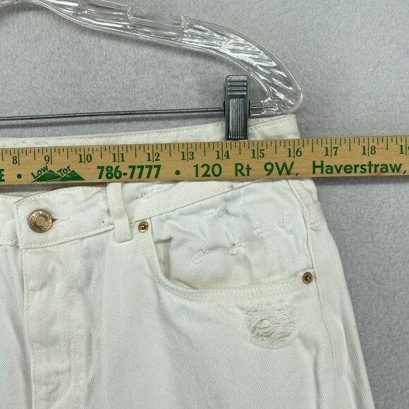 ZARA Jeans Womens 8 Mom High Waist Wide Leg Distressed 5 Pocket Denim White - Picture 6 of 11